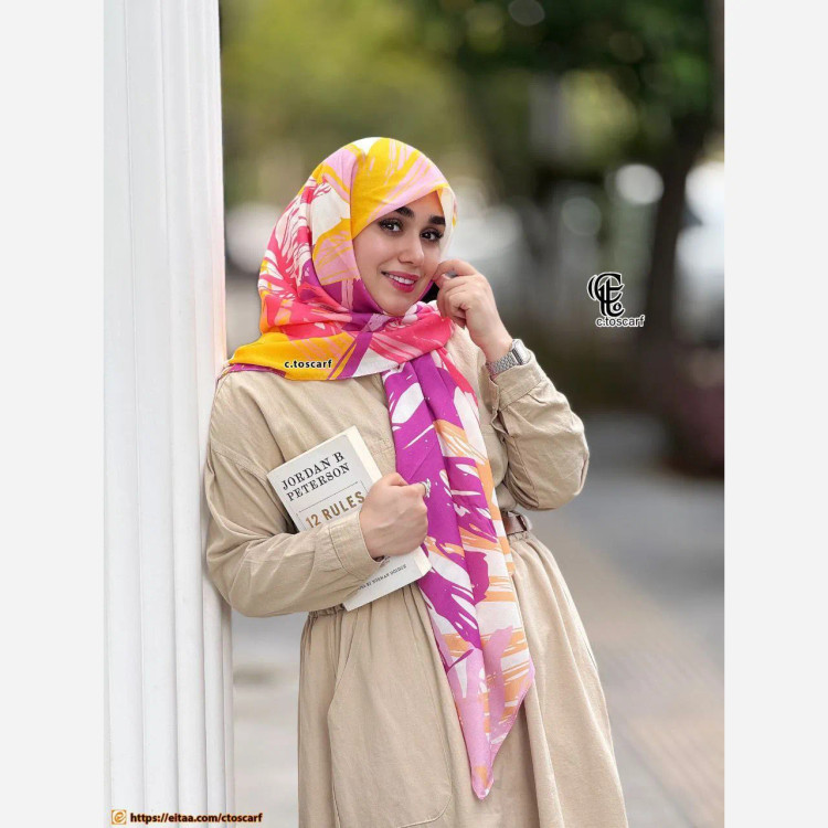 روسری نخی طرح روشا قواره 110 دور دوخت